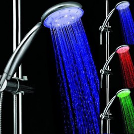 7 couleurs de lumière LED arrondis Top pulvérisation de douche à la tête de douche de salle de bain avec Chrome couché