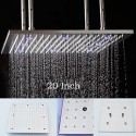 20 Inch Rectangular Brushed Rainfall Bathroom Shower Head With 3 Colors LED Temperature Sensitive Big Lamp