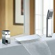 Deux poignées contemporaine cascade Chrome Robinet de baignoire avec douche à main à grande échelle