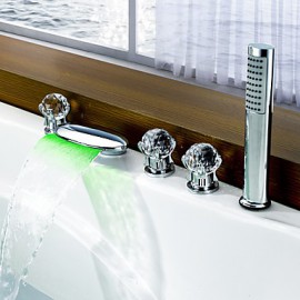 changement de couleur robinet conduit cascade baignoire avec douche à main (poignées de verre)