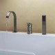 nickel brossé contemporain trois trous mitigeur baignoire robinet avec douchette
