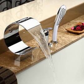 cascade contemporaine robinet de baignoire avec douche à main - fini chrome