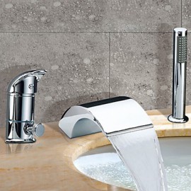 Chrome mitigeur robinet cascade baignoire contemporaine généralisée avec douchette