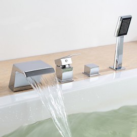 Contemporary Chrome Deux poignées Robinet de baignoire avec douche à main