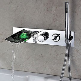 LED / Cascade / Avec spray démontable - Robinet de douche / Robinet de baignoire / Robinet lavabo - Contemporain - en Laiton
