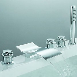 contemporaine mélangeurs de robinet baignoire cascade avec douche à main (finition chromée)