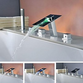 charmingwater laiton finition chrome ledwaterfall baignoire robinet avec douchette