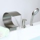 nickel brossé contemporain trois trous mitigeur baignoire robinet avec douchette à main