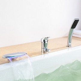 Contemporary Chrome LED robinet de baignoire avec douche à main