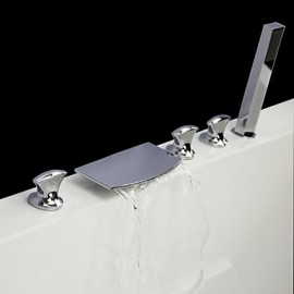 finition chromée contemporaine cinq trous trois poignées cascade robinet de la baignoire avec douche à main