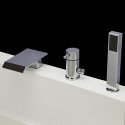 chromé contemporaine trois trous mitigeur robinet de la baignoire avec douche à main