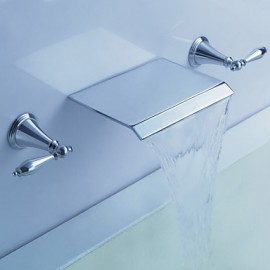 Monté Chrome Double Poignées mur robinet de la baignoire