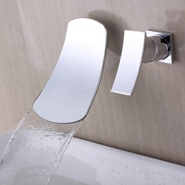 Contemporain Design Cascade mural Chrome Bec Courbe robinet de salle de bains