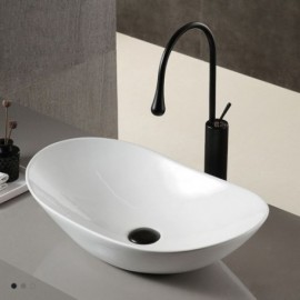 Moderne Simple D'Évier De Partie Supérieure Du Comptoir En Céramique Blanche Pour La Toilette De Salle De Bains