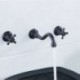 Robinet D'Évier En Laiton Massif Noir Antique Fixé Au Mur Avec Doubles Poignées