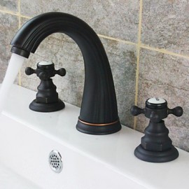 répandues mélangeurs trois trous dans huilé bronze lavabo robinet