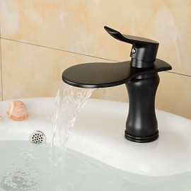 élégant et contemporain robinet (court) à grande échelle de la bouche cascade Bronze huilé lavabo - noir