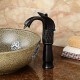fini laiton antique petits bionique de cygne de conception de salle de bain robinet évier huilé (noir)