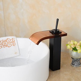 salle de bains contemporaine orbe cascade robinet évier / verre bec - transparent marron + noir