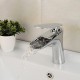 contemporaine chrome cascade de salle de bain de la poignée unique robinet d'évier - argent