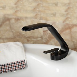 style contemporain orbe poignée seul trou salle de bains d'eau chaude et froide robinet d'évier - noir
