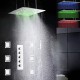 Robinet de douche - Contemporain - LED / Douche pluie / Jet de côté / Douchette inclue - Laiton (Chromé)