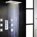Robinet de douche - Contemporain - LED / Douche pluie / Jet de côté / Douchette inclue - Laiton (Chromé)
