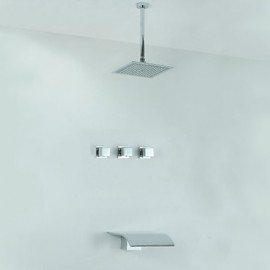 finition chromée robinet de douche baignoire avec pommeau de douche (support mural)